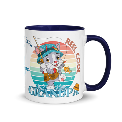 Personalized Coffee Mug 11oz | Reel Cool Grandpa Best Grandpa Ever Cat Themed