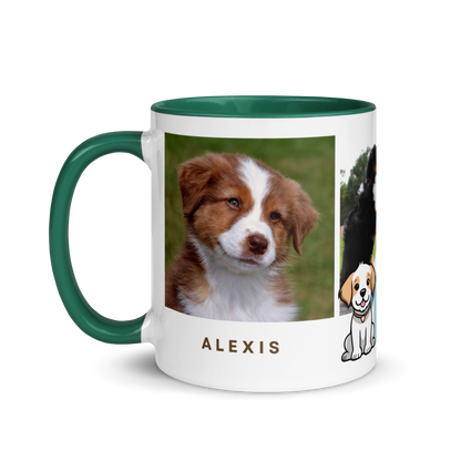 Personalized Coffee Mug 11oz | Add 3 Photo and 2 Name (Dog Themed)