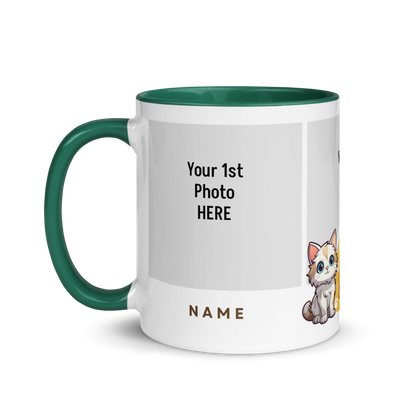 Personalized Coffee Mug 11oz | Add 3 Photos and 2 Name (Cat Themed)