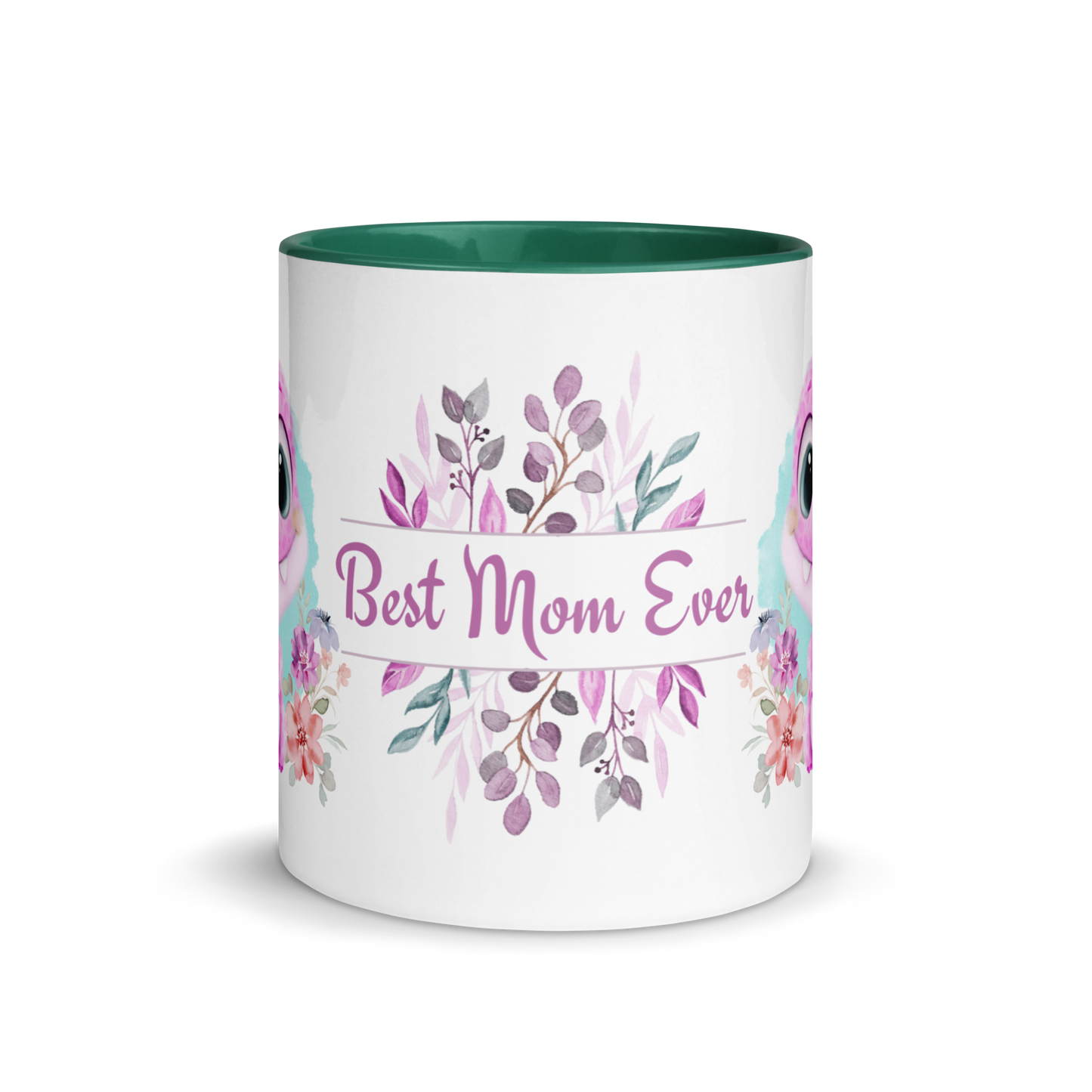 Accent Coffee Mug 11oz | Cute Pink Dinosaur Floral Best Mom Ever