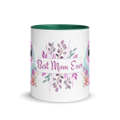 Accent Coffee Mug 11oz | Cute Pink Dinosaur Floral Best Mom Ever