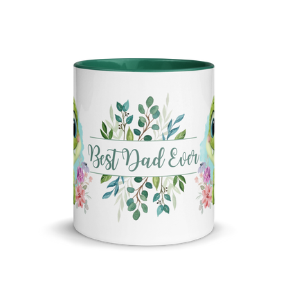 Accent Coffee Mug 11oz | Cute Green Dinosaur Floral Best Dad Ever