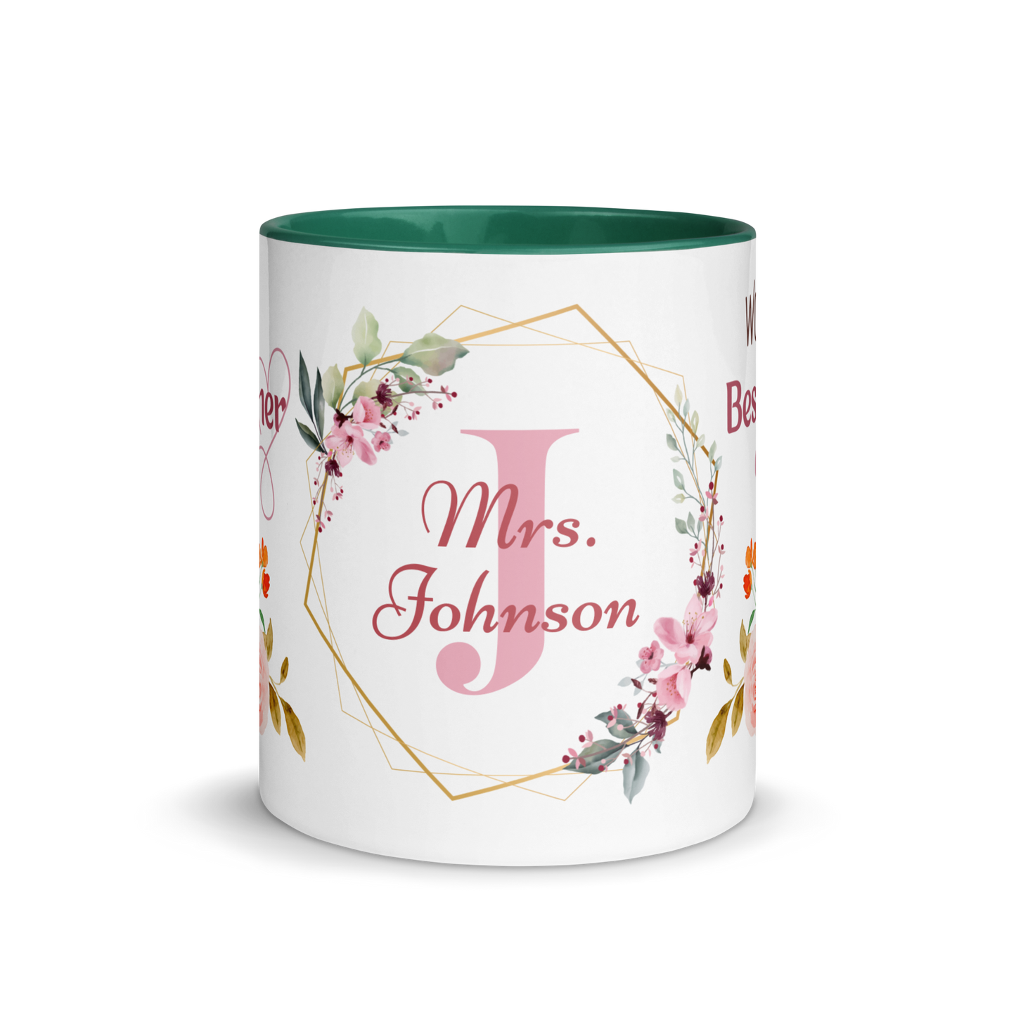 Personalized Coffee Mug 11oz | World's Best Teacher Ever Floral Themed