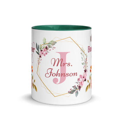 Personalized Coffee Mug 11oz | World's Best Teacher Ever Floral Themed