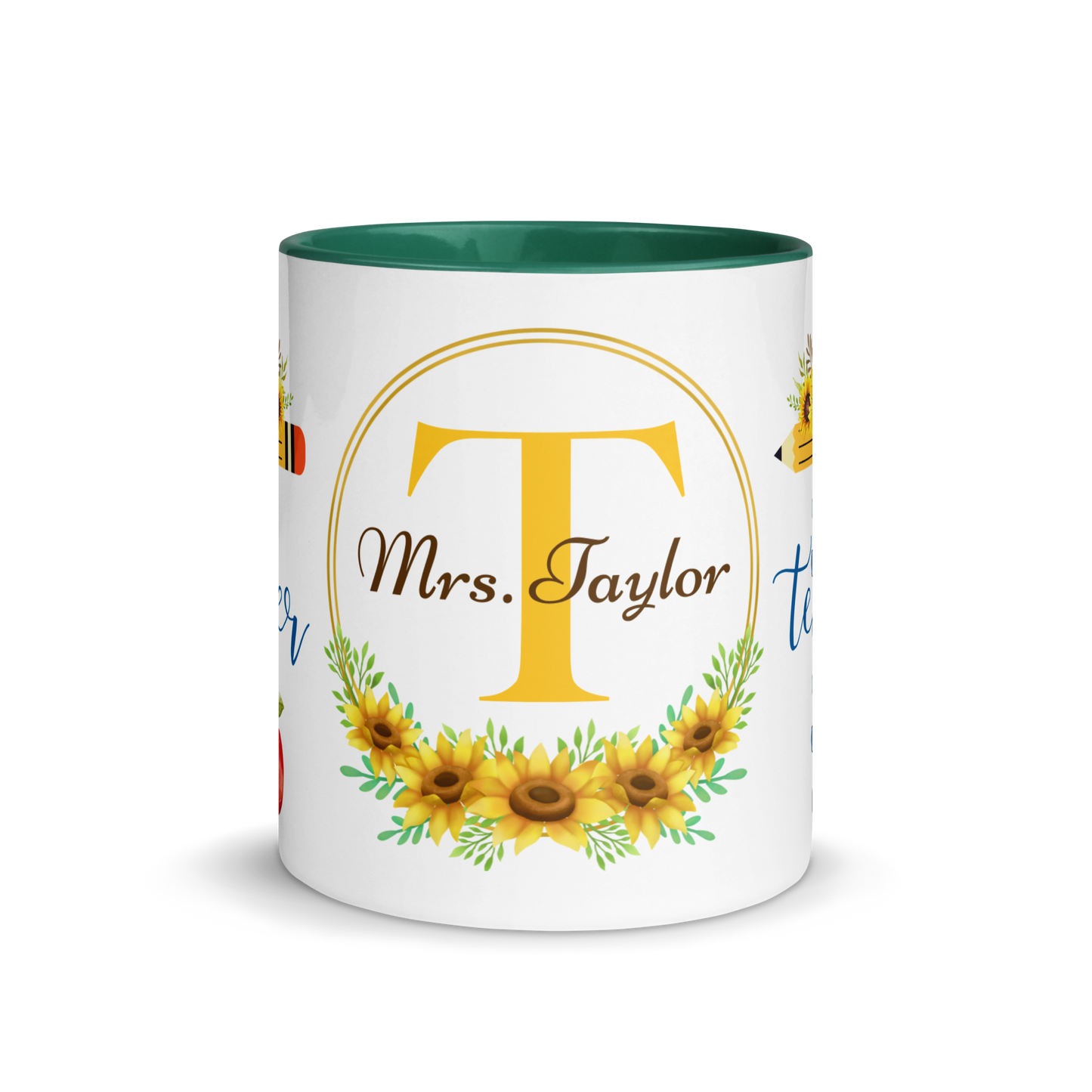 Personalized Coffee Mug 11oz | T is for Teacher Floral Themed