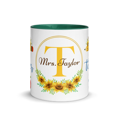 Personalized Coffee Mug 11oz | T is for Teacher Floral Themed