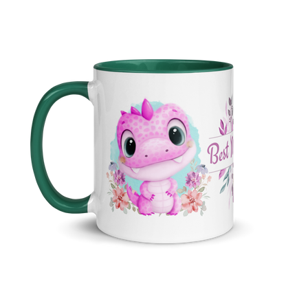 Accent Coffee Mug 11oz | Cute Pink Dinosaur Floral Best Mom Ever