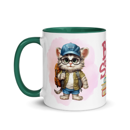 Accent Coffee Mug 11oz | Back To School Adorable Cat Wearing Backpack
