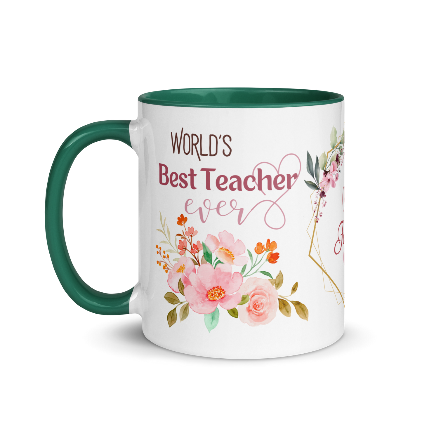 Personalized Coffee Mug 11oz | World's Best Teacher Ever Floral Themed