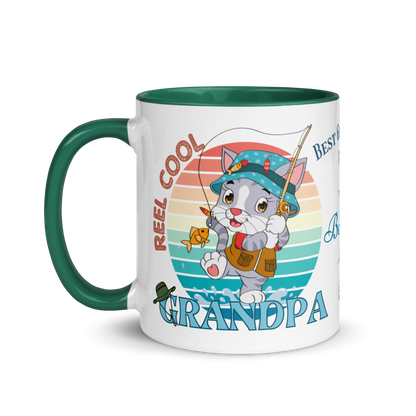 Personalized Coffee Mug 11oz | Reel Cool Grandpa Best Grandpa Ever Cat Themed