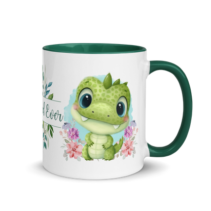 Accent Coffee Mug 11oz | Cute Green Dinosaur Floral Best Dad Ever