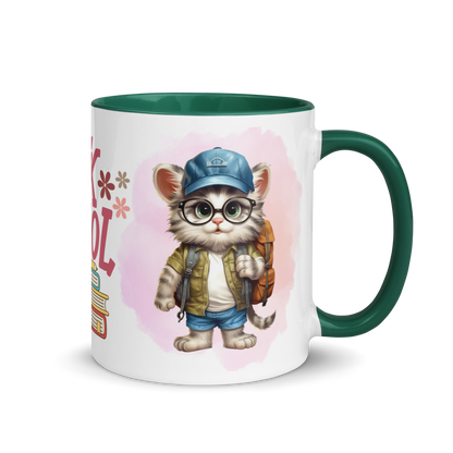 Accent Coffee Mug 11oz | Back To School Adorable Cat Wearing Backpack