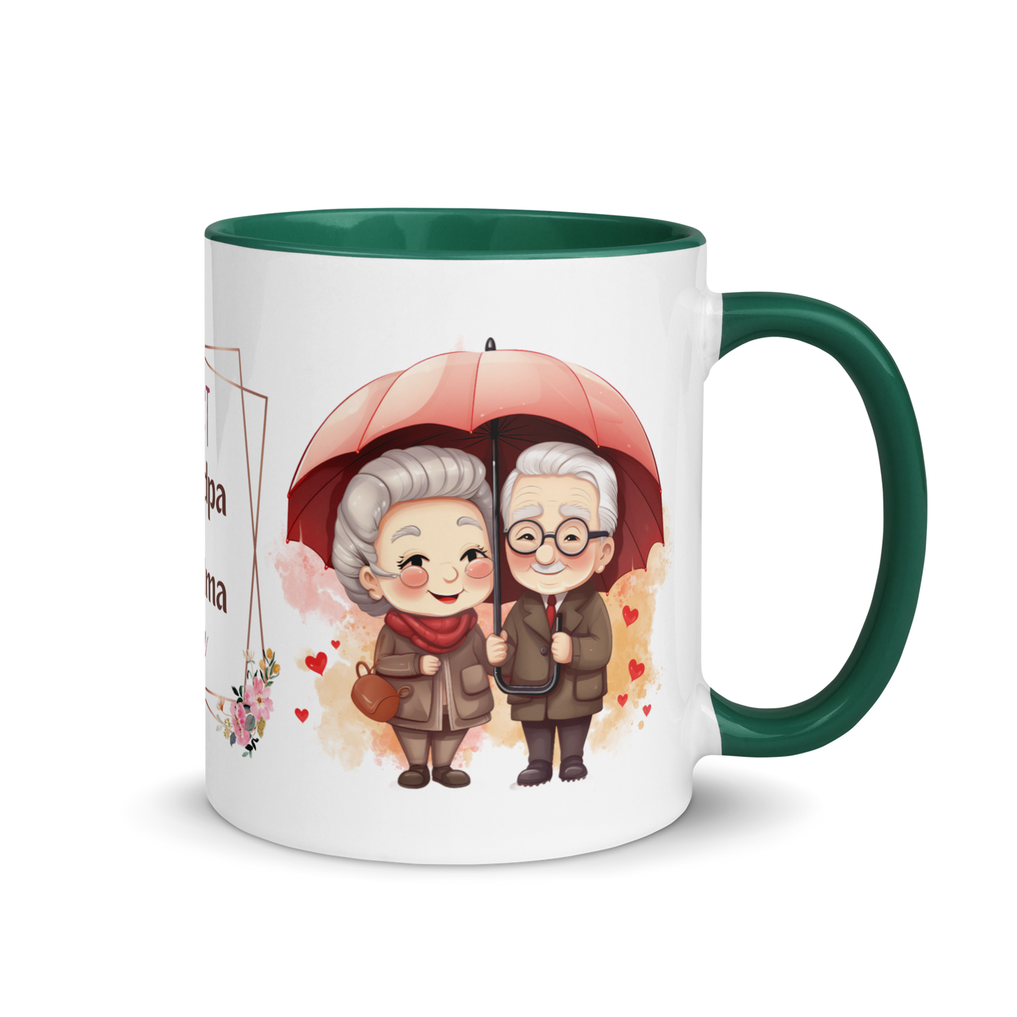 Accent Coffee Mug 11oz | Best Grandpa and Grandma Ever Holding an Umbrella