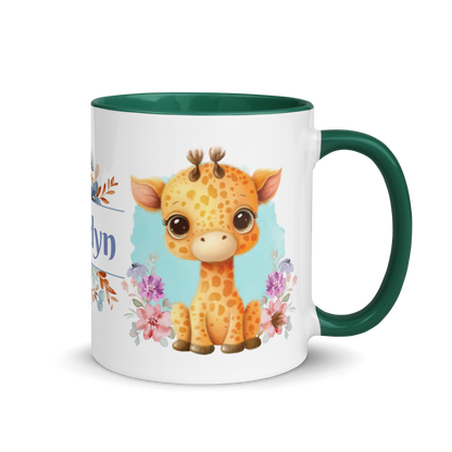 Add Your Name Coffee Mug 11oz | Cute Giraffe Floral Themed