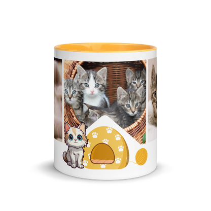 Personalized Coffee Mug 11oz | Add 3 Photos and 2 Name (Cat Themed)