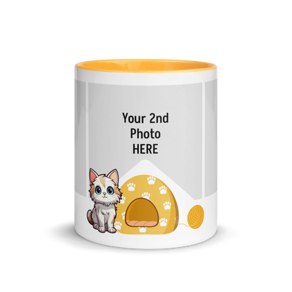 Personalized Coffee Mug 11oz | Add 3 Photos and 2 Name (Cat Themed)