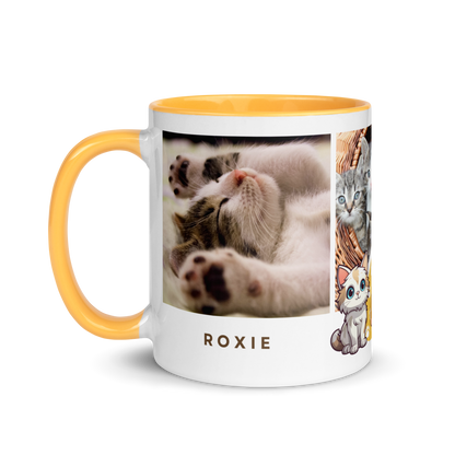 Personalized Coffee Mug 11oz | Add 3 Photos and 2 Name (Cat Themed)