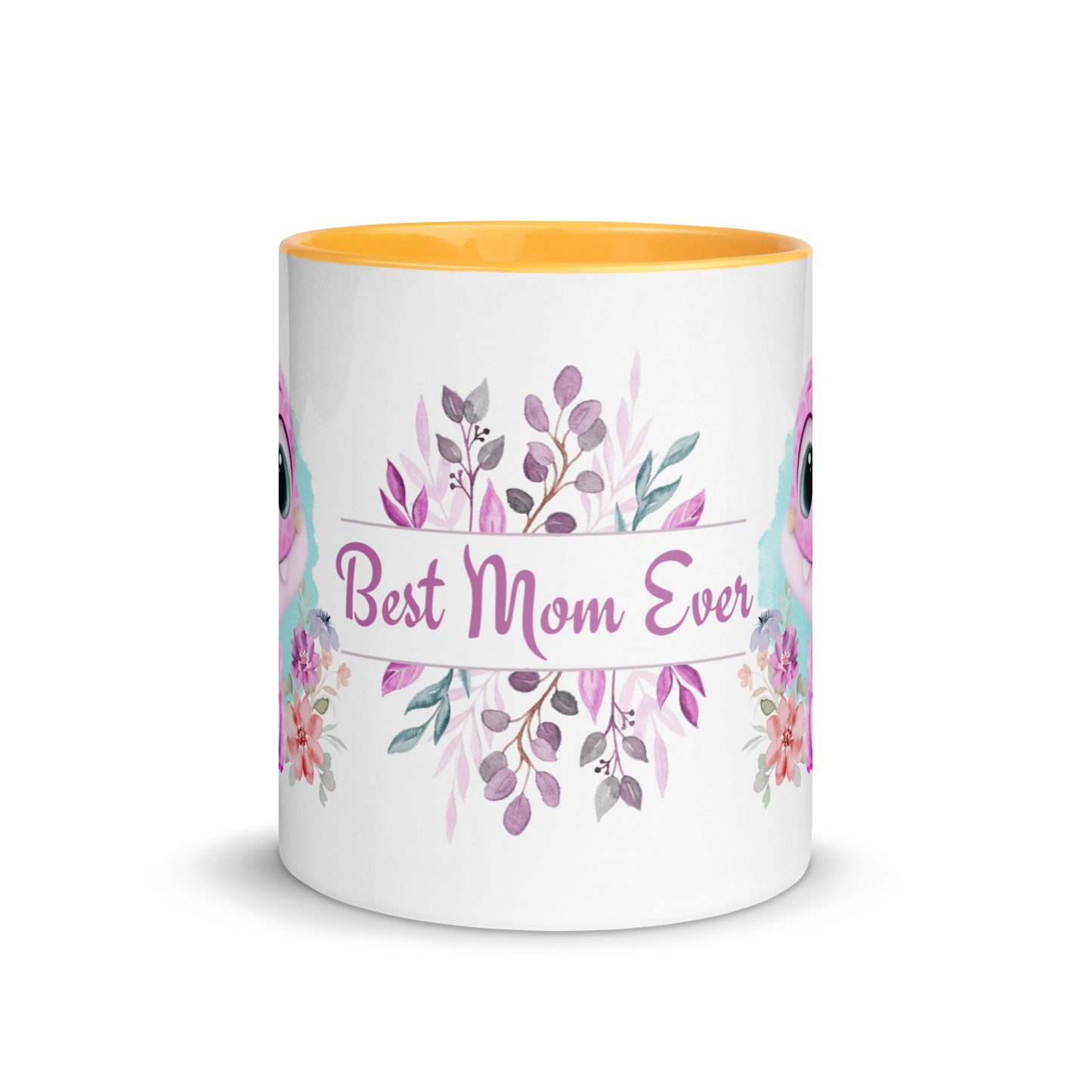 Accent Coffee Mug 11oz | Cute Pink Dinosaur Floral Best Mom Ever