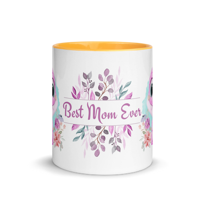 Accent Coffee Mug 11oz | Cute Pink Dinosaur Floral Best Mom Ever