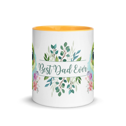 Accent Coffee Mug 11oz | Cute Green Dinosaur Floral Best Dad Ever