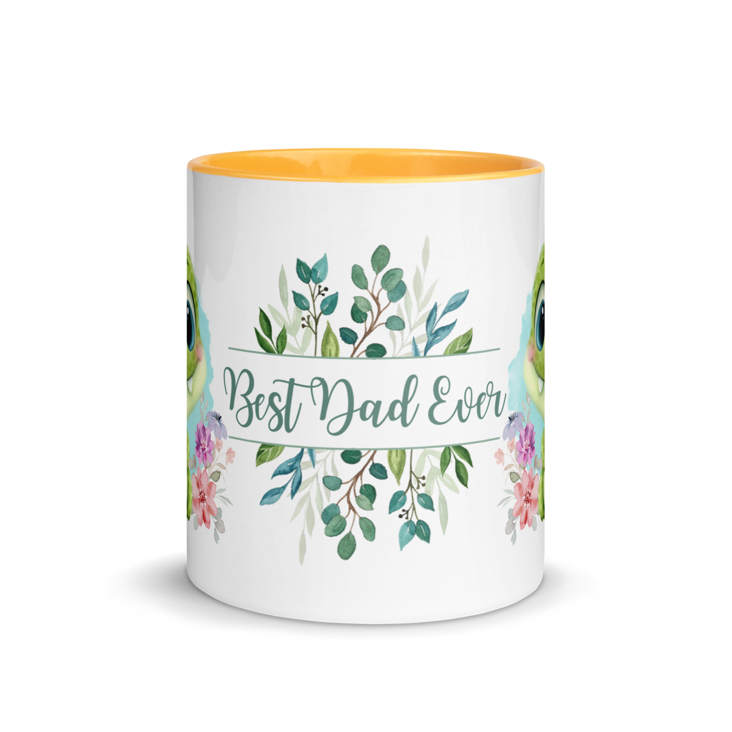 Accent Coffee Mug 11oz | Cute Green Dinosaur Floral Best Dad Ever