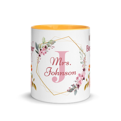 Personalized Coffee Mug 11oz | World's Best Teacher Ever Floral Themed