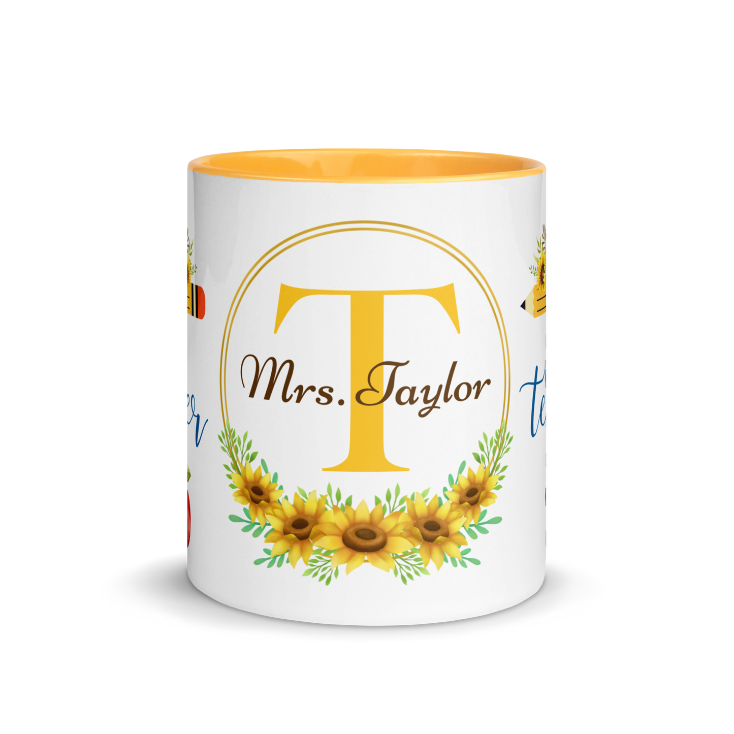 Personalized Coffee Mug 11oz | T is for Teacher Floral Themed