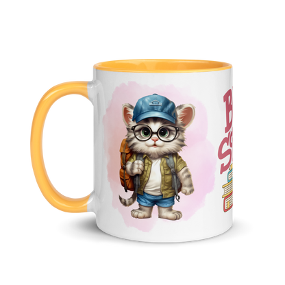 Accent Coffee Mug 11oz | Back To School Adorable Cat Wearing Backpack