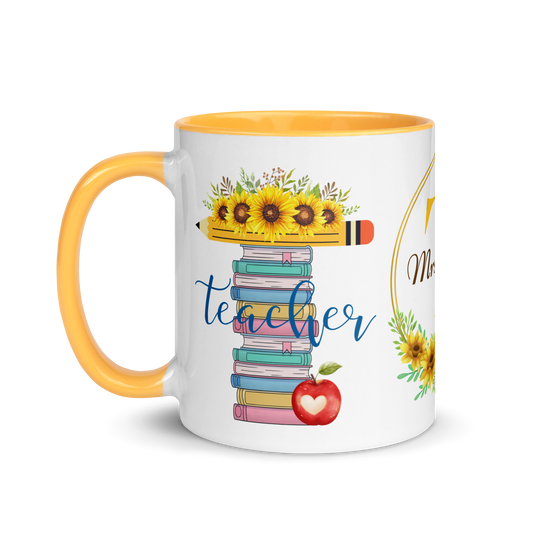 Personalized Coffee Mug 11oz | T is for Teacher Floral Themed