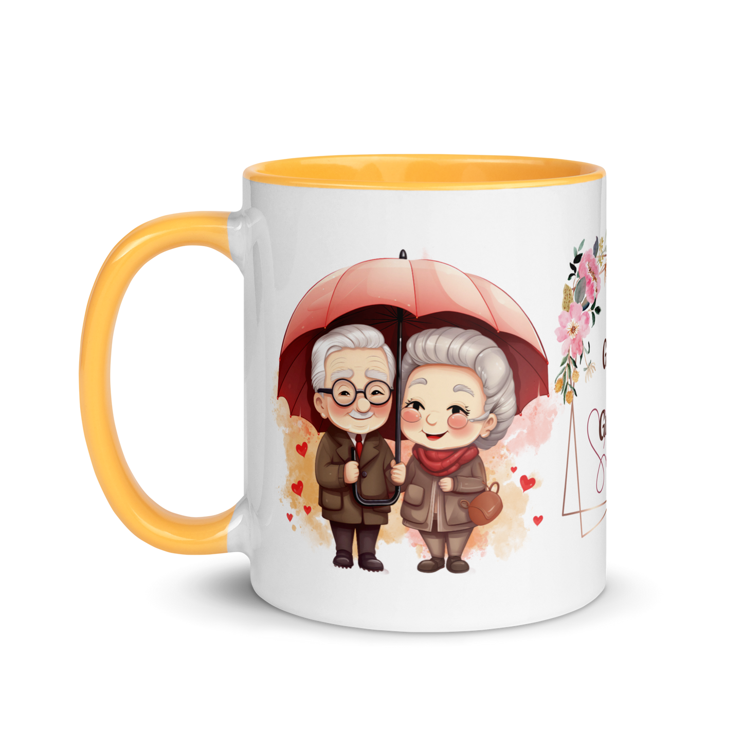 Accent Coffee Mug 11oz | Best Grandpa and Grandma Ever Holding an Umbrella