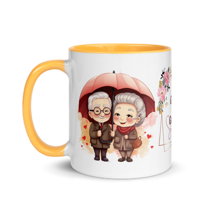 Accent Coffee Mug 11oz | Best Grandpa and Grandma Ever Holding an Umbrella