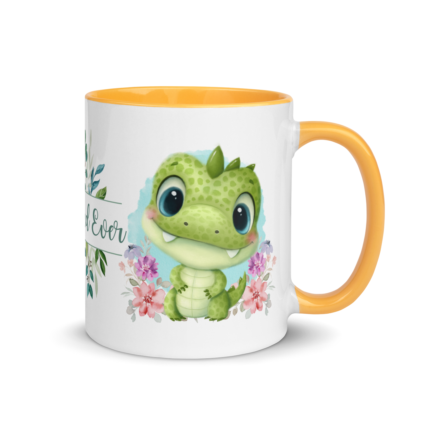 Accent Coffee Mug 11oz | Cute Green Dinosaur Floral Best Dad Ever