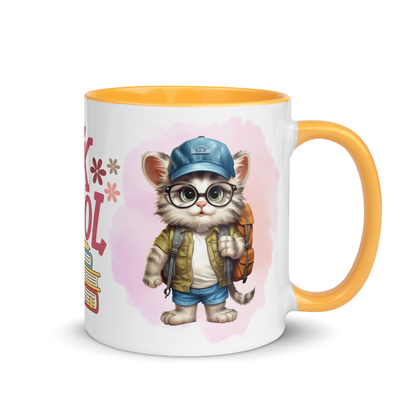 Accent Coffee Mug 11oz | Back To School Adorable Cat Wearing Backpack