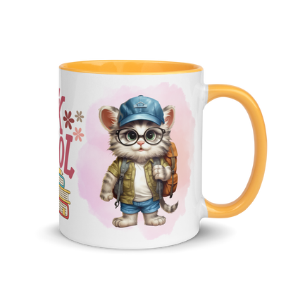 Accent Coffee Mug 11oz | Back To School Adorable Cat Wearing Backpack