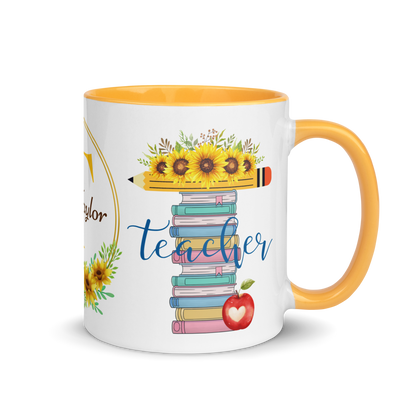 Personalized Coffee Mug 11oz | T is for Teacher Floral Themed