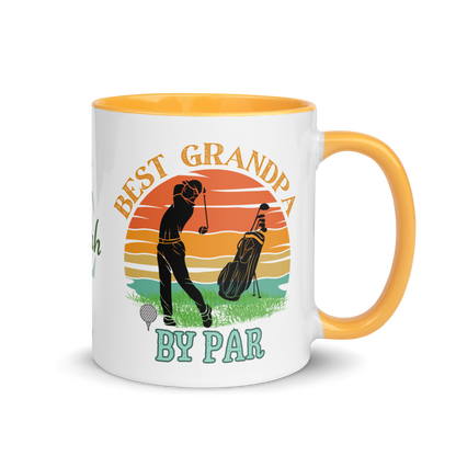 Personalized Coffee Mug 11oz | Best Grandpa By Par Golf Sunset Themed