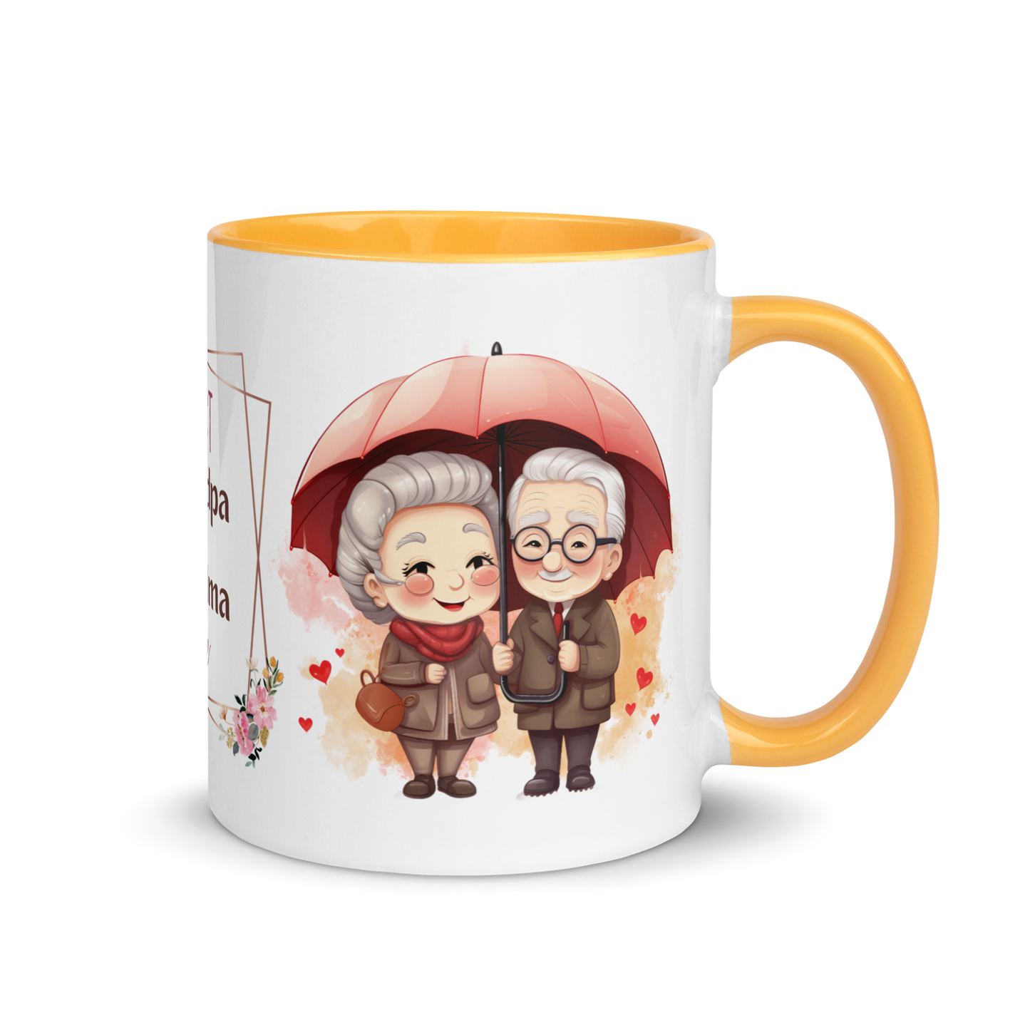 Accent Coffee Mug 11oz | Best Grandpa and Grandma Ever Holding an Umbrella