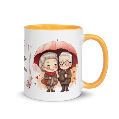 Accent Coffee Mug 11oz | Best Grandpa and Grandma Ever Holding an Umbrella