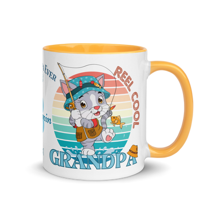 Personalized Coffee Mug 11oz | Reel Cool Grandpa Best Grandpa Ever Cat Themed