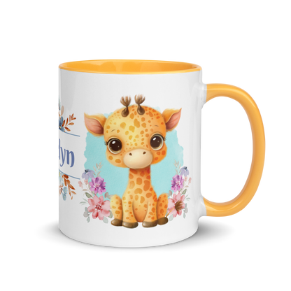 Personalized Coffee Mug 11oz | Cute Giraffe Floral Themed