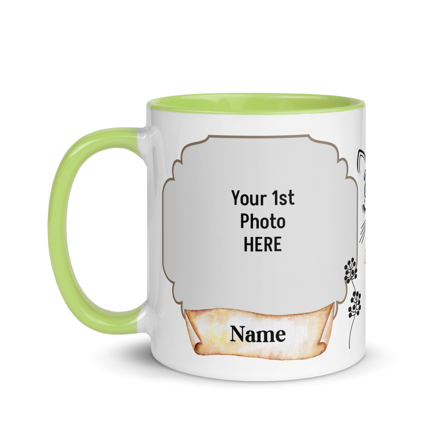 Personalized Coffee Mug 11oz | Add 2 Photos and Names, Best Cat Dad Ever