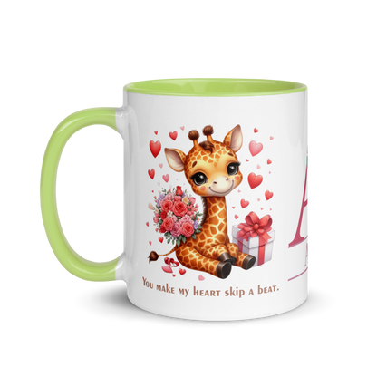 Add Your Name Coffee Mug 11oz | Monogrammed Rose Bouquet Giraffe