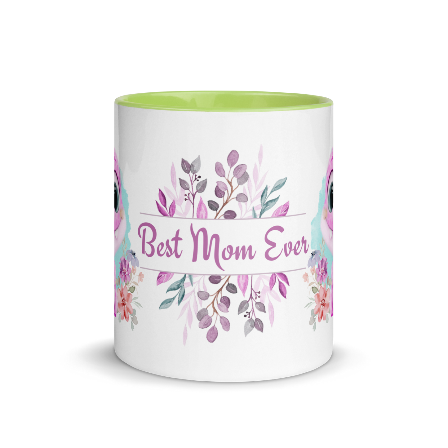 Accent Coffee Mug 11oz | Cute Pink Dinosaur Floral Best Mom Ever