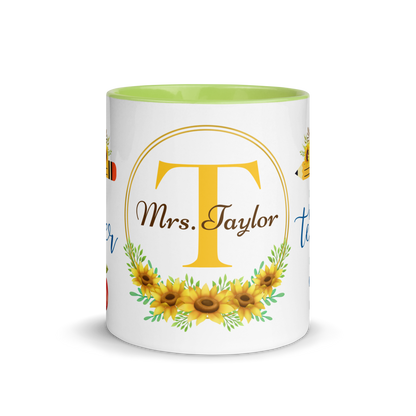 Personalized Coffee Mug 11oz | T is for Teacher Floral Themed
