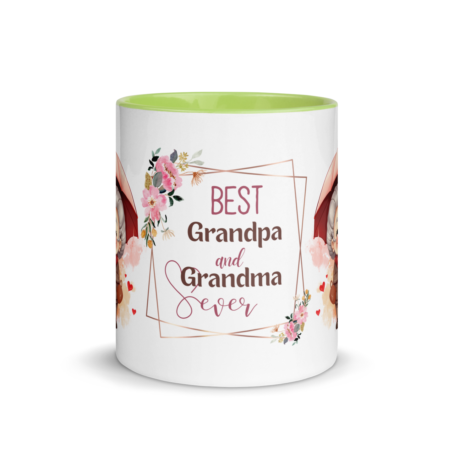 Accent Coffee Mug 11oz | Best Grandpa and Grandma Ever Holding an Umbrella