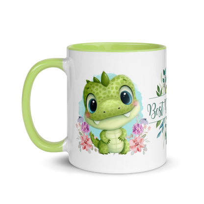 Accent Coffee Mug 11oz | Cute Green Dinosaur Floral Best Dad Ever