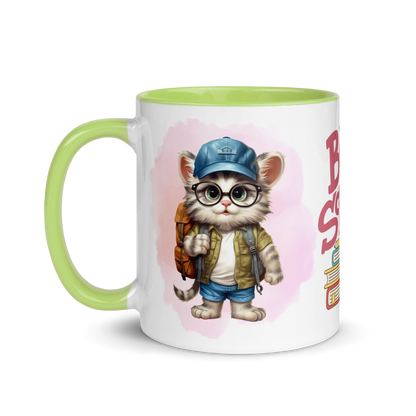 Accent Coffee Mug 11oz | Back To School Adorable Cat Wearing Backpack