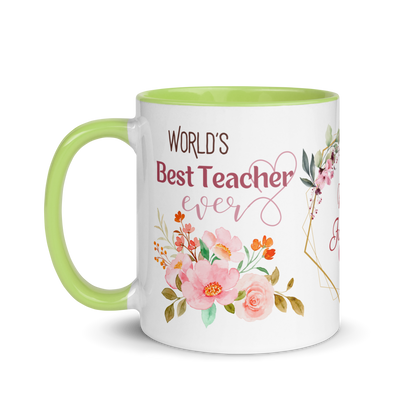 Personalized Coffee Mug 11oz | World's Best Teacher Ever Floral Themed