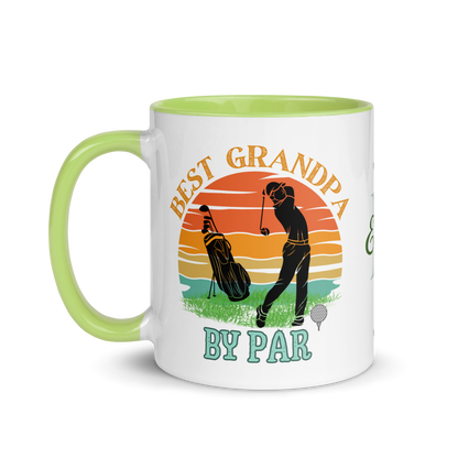 Personalized Coffee Mug 11oz | Best Grandpa By Par Golf Sunset Themed