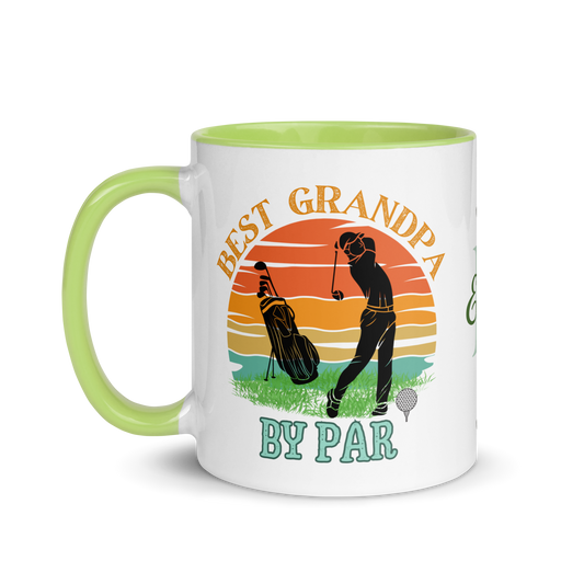 Personalized Coffee Mug 11oz | Best Grandpa By Par Golf Sunset Themed